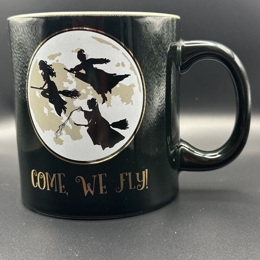 Disney Hocus Pocus Come We Fly Coffee Mug Black Gold The Sanderson Sisters 22oz